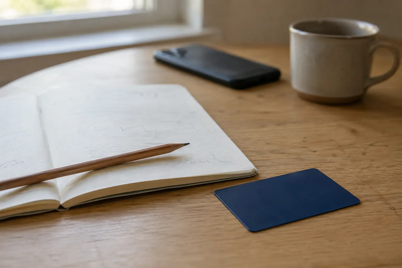 Tarjeta bancaria y cuaderno de anotaciones sobre un escritorio al preparar un reclamo por cargos no reconocidos