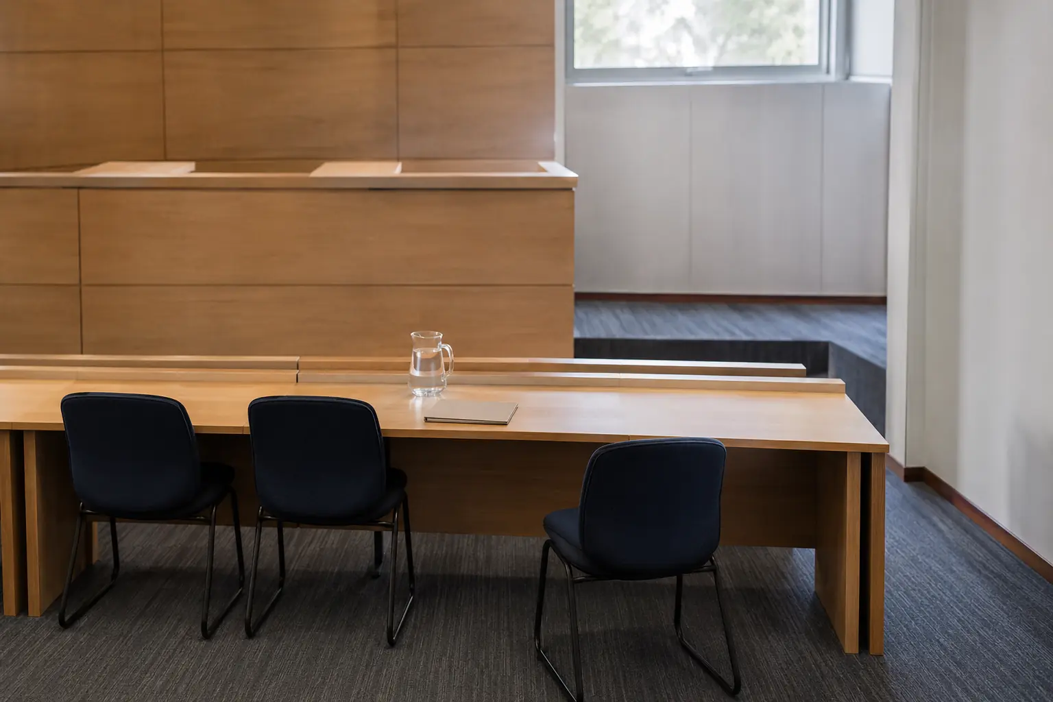 Sala de audiencias de un tribunal chileno donde act&uacute;a el curador ad litem