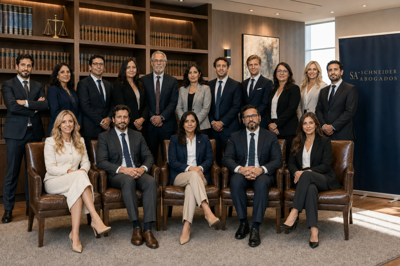 Equipo de Schneider Abogados en su sede del WTC Las Condes